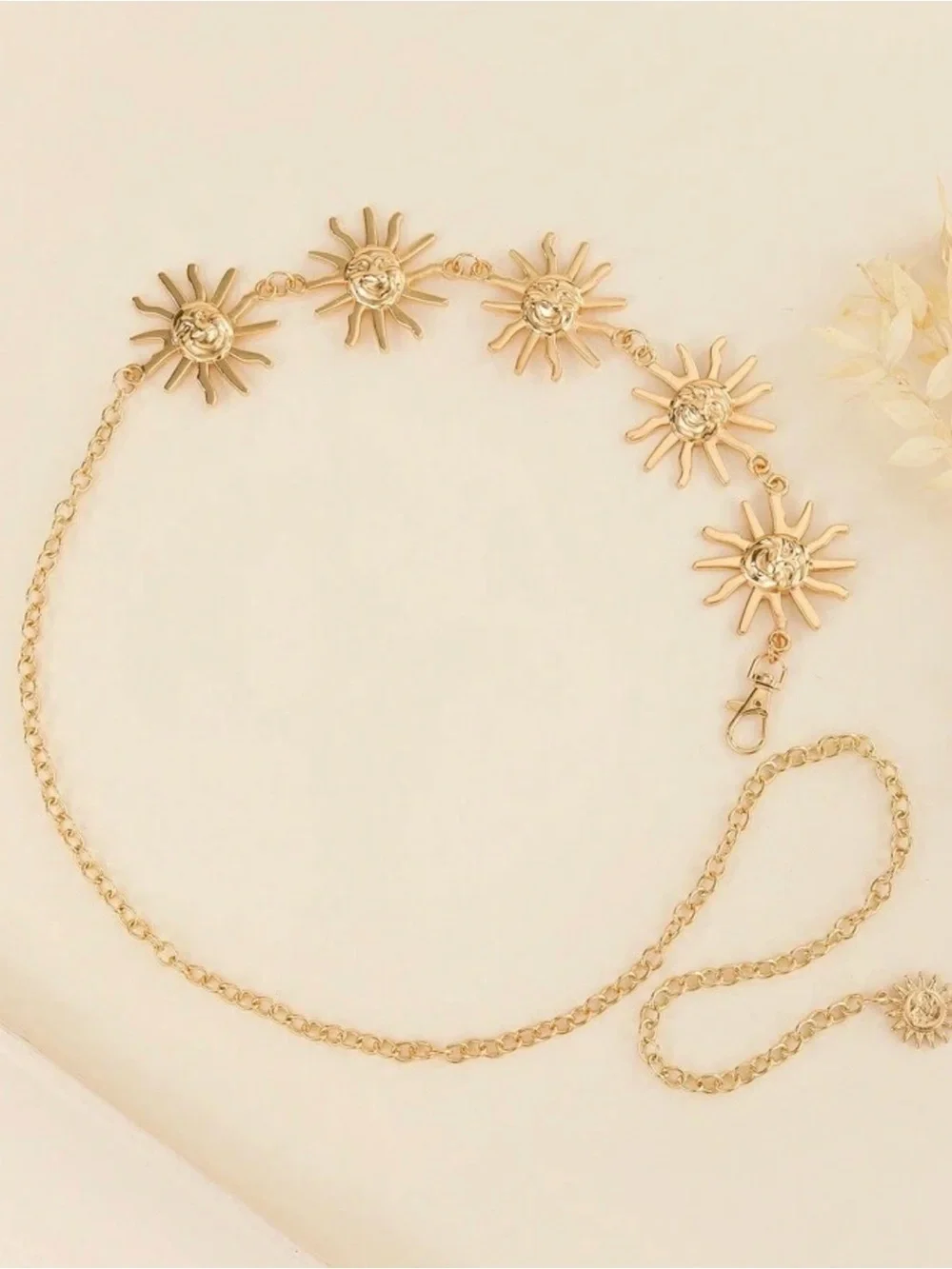 Gold Sun Medallion Chain Belt